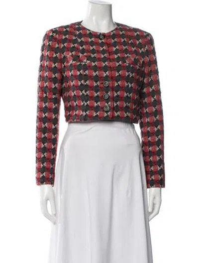 Pre-owned Valentino Virgin Wool Printed Evening Jacket In Red