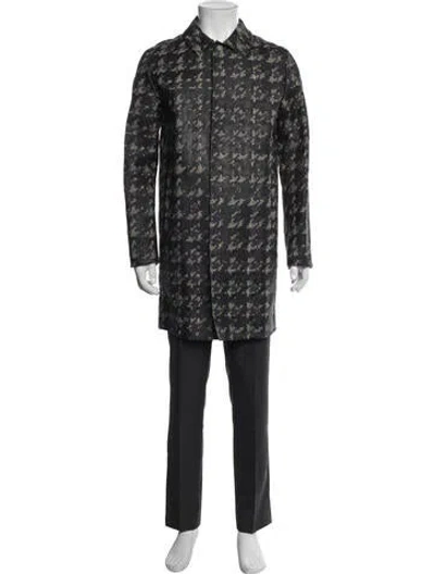 Pre-owned Valentino Virgin Wool Printed Overcoat In Gray