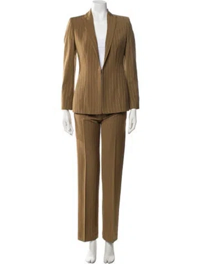 Pre-owned Valentino Virgin Wool Printed Pantsuit In Brown