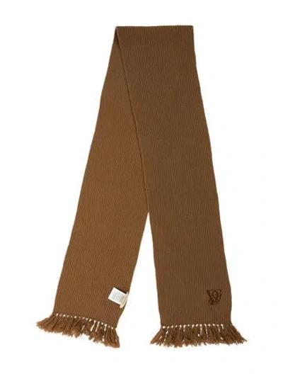 Pre-owned Valentino Virgin Wool Printed Scarf In Brown