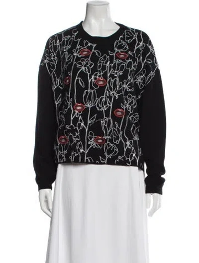 Pre-owned Valentino Virgin Wool Printed Sweater In Black