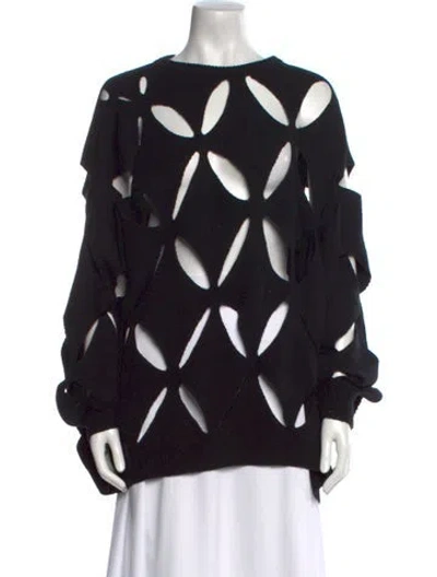Pre-owned Valentino Virgin Wool Printed Sweater In Black