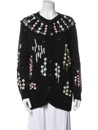 Pre-owned Valentino Virgin Wool Printed Sweater In Black