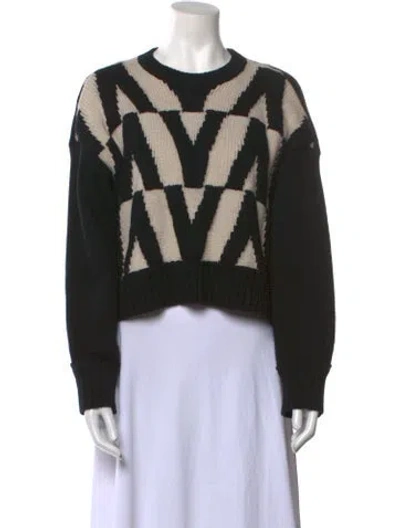 Pre-owned Valentino Virgin Wool Printed Sweater In Black
