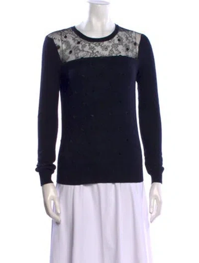 Pre-owned Valentino Virgin Wool Printed Sweater In Black