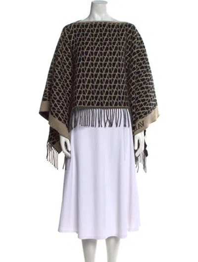 Pre-owned Valentino Virgin Wool Printed Sweater In Black