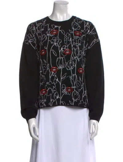 Pre-owned Valentino Virgin Wool Printed Sweater In Black