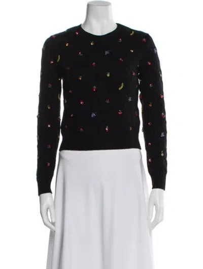 Pre-owned Valentino Virgin Wool Printed Sweater In Black