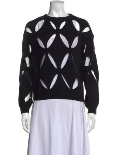 Pre-owned Valentino Virgin Wool Printed Sweater In Black
