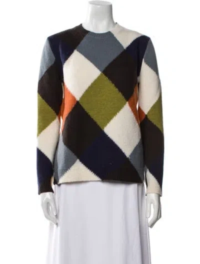 Pre-owned Valentino Virgin Wool Printed Sweater In Blue