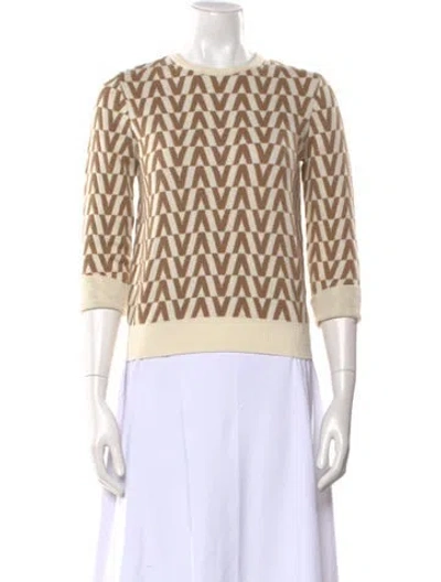 Pre-owned Valentino Virgin Wool Printed Sweater In Neutral