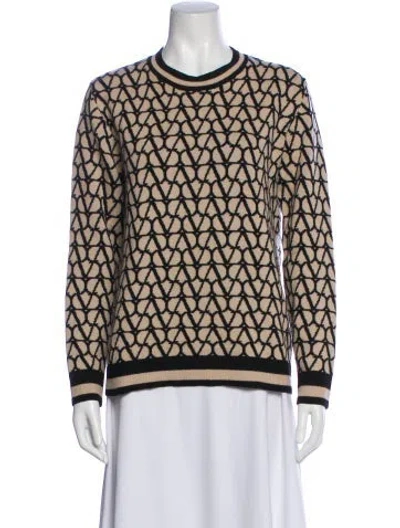 Pre-owned Valentino Virgin Wool Printed Sweater In Neutral