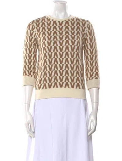 Pre-owned Valentino Virgin Wool Printed Sweater In Neutral