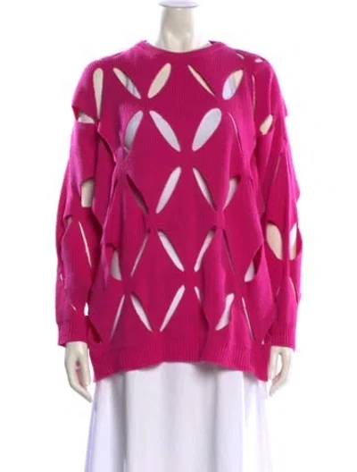 Pre-owned Valentino Virgin Wool Printed Sweater In Pink