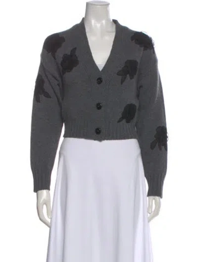 Pre-owned Valentino Virgin Wool Printed Sweater W/ Tags In Gray