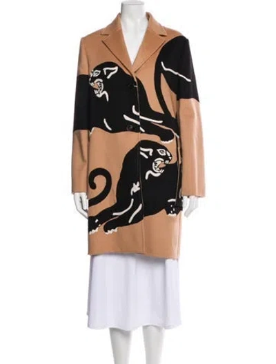Pre-owned Valentino Virgin Wool Printed Trench Coat W/ Tags In Neutral