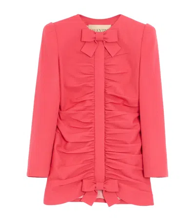 Valentino Virgin Wool Ruched Jacket In Red