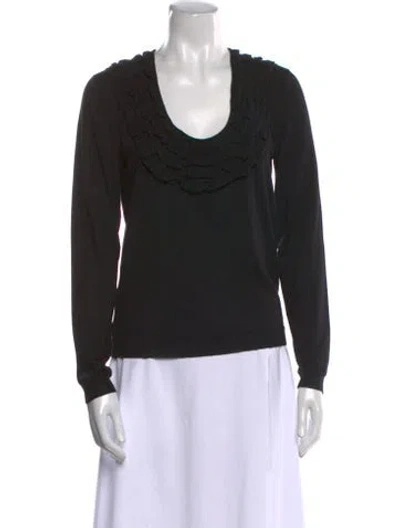 Pre-owned Valentino Virgin Wool Scoop Neck Sweater In Black