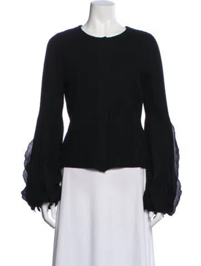 Pre-owned Valentino Virgin Wool Scoop Neck Sweater In Gray