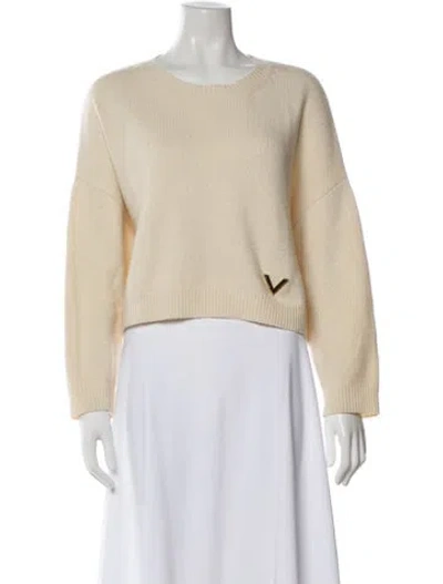 Pre-owned Valentino Virgin Wool Scoop Neck Sweater In Neutral