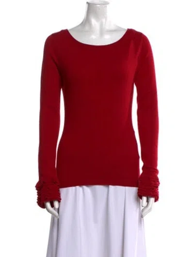 Pre-owned Valentino Virgin Wool Scoop Neck Sweater In Red