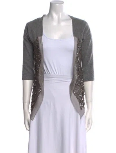 Pre-owned Valentino Virgin Wool Scoop Neck Sweater W/ Tags In Gray