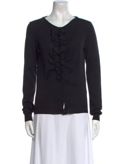 Pre-owned Valentino Virgin Wool Scoop Neck Sweatshirt In Black