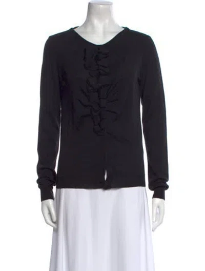 Pre-owned Valentino Virgin Wool Scoop Neck Sweatshirt In Black