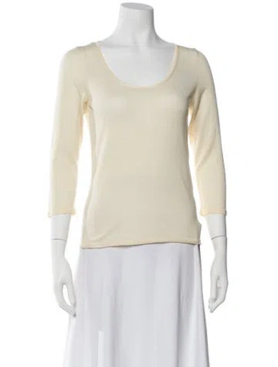 Pre-owned Valentino Virgin Wool Scoop Neck Top In Neutral