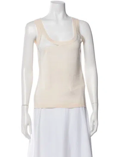 Pre-owned Valentino Virgin Wool Scoop Neck Top In Neutral
