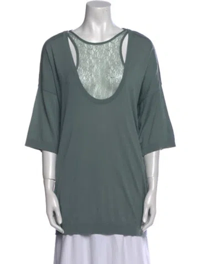 Pre-owned Valentino Virgin Wool Scoop Neck Tunic In Green