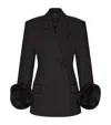 Valentino Floral-appliqué Virgin Wool Grisaille Blazer In Black