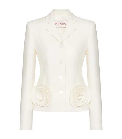 Valentino Virgin Wool-silk Blazer In Ivory