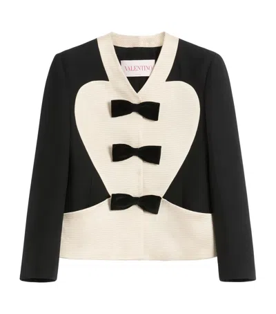 VALENTINO VIRGIN WOOL-SILK BOW-DETAIL BLAZER