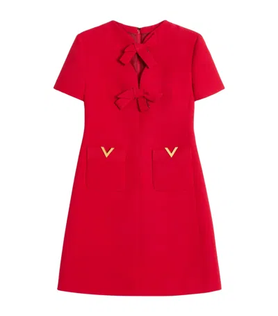 VALENTINO VIRGIN WOOL-SILK BOW MINI DRESS