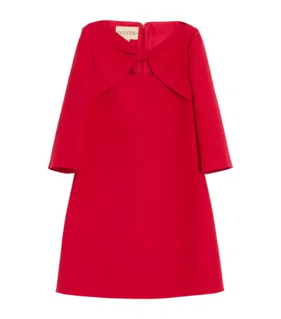 Valentino Virgin Wool-silk Crepe Mini Dress In Red