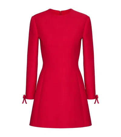 Valentino Virgin Wool-silk Crepe Mini Dress In Red