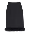 Valentino Virgin Wool-silk-feather Midi Skirt In Black