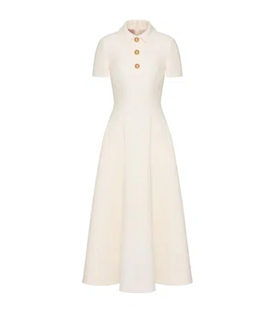 Valentino Virgin Wool-silk Midi Dress In Weiss