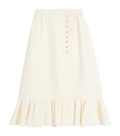 VALENTINO VIRGIN WOOL-SILK MIDI SKIRT
