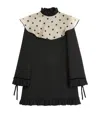 Valentino Womens Nero Betulla Frill-trim Long-sleeve Crepe Wool-silk Mini Dress In Black