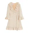 Valentino Virgin Wool-silk Polka-dot Mini Dress In Neutral