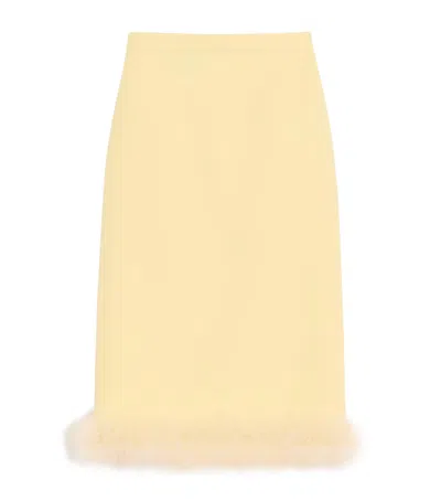 Valentino Virgin Wool-silk Trimmed Midi Skirt In Yellow