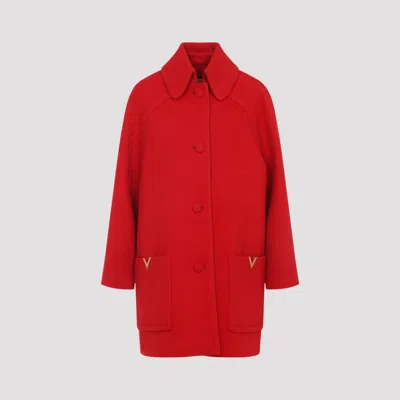 Valentino Virgin Wool Single Breasted Jacket For Women - Fw25 In Red