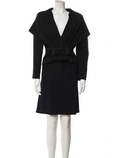 Pre-owned Valentino Virgin Wool Skirt Suit In Black