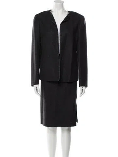 Pre-owned Valentino Virgin Wool Skirt Suit In Gray