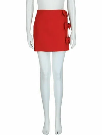Pre-owned Valentino Virgin Wool Skirt W/ Tags In Red