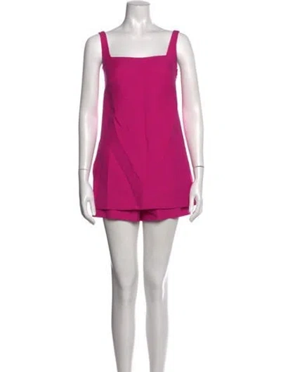 Pre-owned Valentino Virgin Wool Square Neckline Romper In Pink