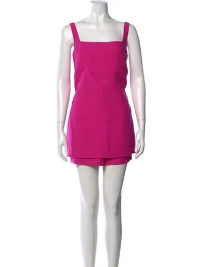 Pre-owned Valentino Virgin Wool Square Neckline Romper W/ Tags In Pink