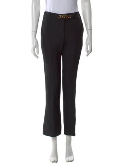 Pre-owned Valentino Virgin Wool Straight Leg Pants In Black